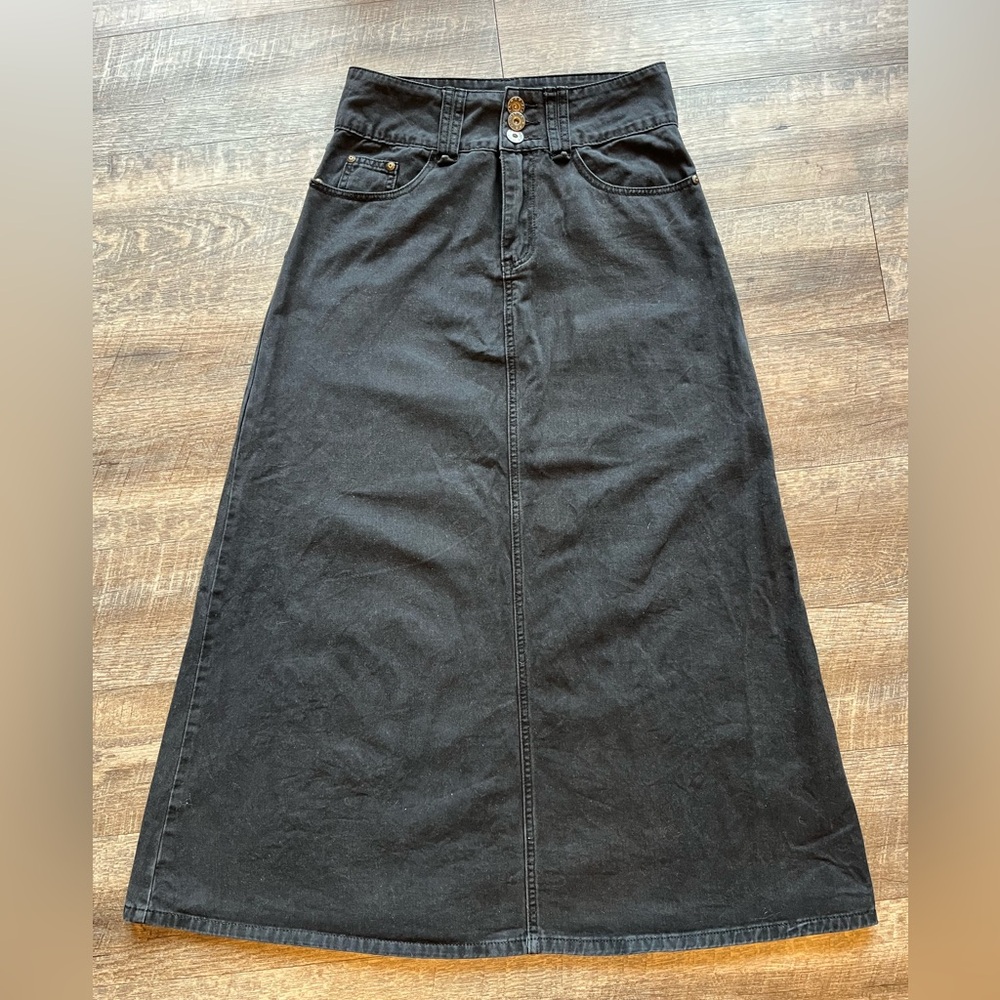 Black Denim Maxi Skirt